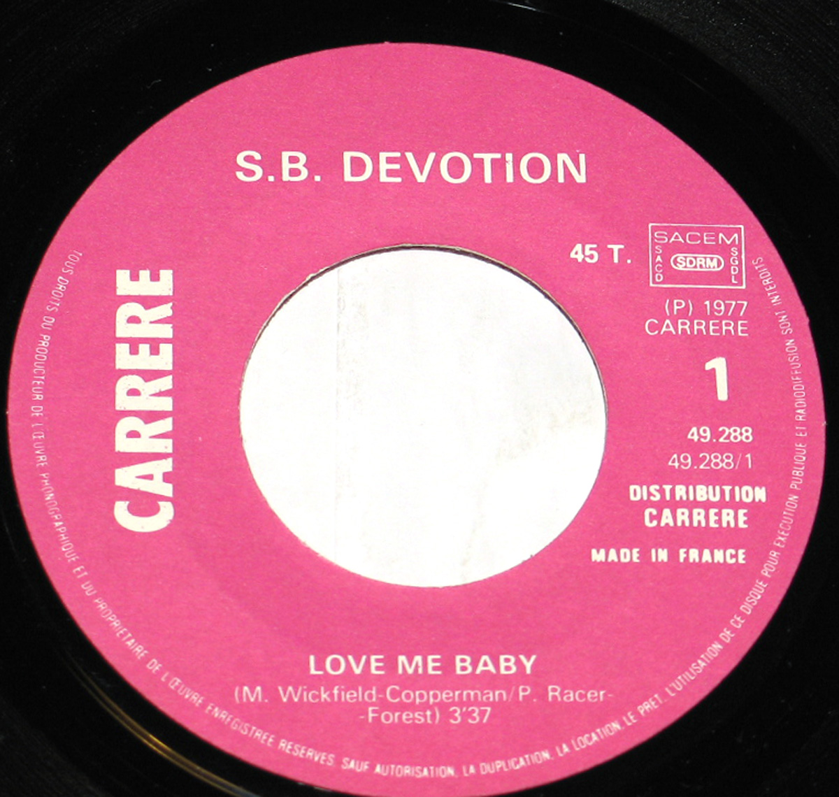 Large Hires Photo of Sheila B. Devotion Love Me Baby Carrere Records